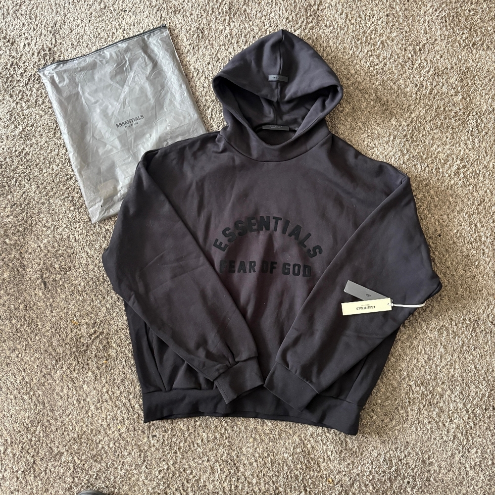 Fear of God Essentials Arch Logo Hoodie 'Jet Black' SS23